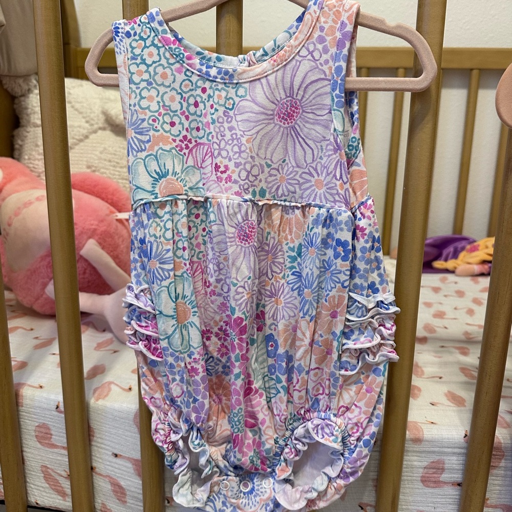 Little Sleepies Doodle Blooms Ruffle Romper